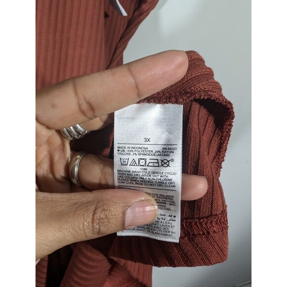 NWT Old Navy Dress Women Plus 3X Copper Mom Long Sleeve A-Line Rib Knit Mini - Picture 7 of 8